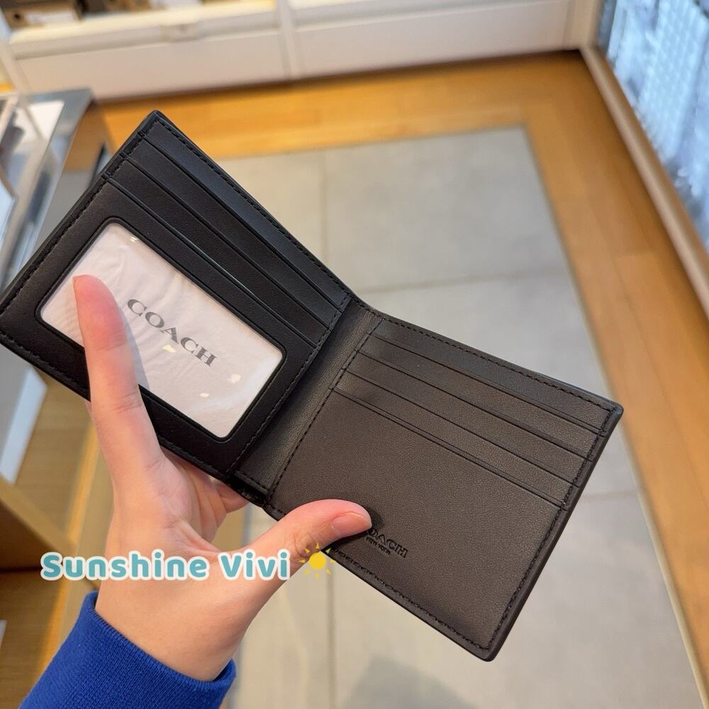 NWT Coach Men Id Billfold Wallet Signature Canvas CY394 Gunmetal/Charcoal/Black - Picture 5 of 5
